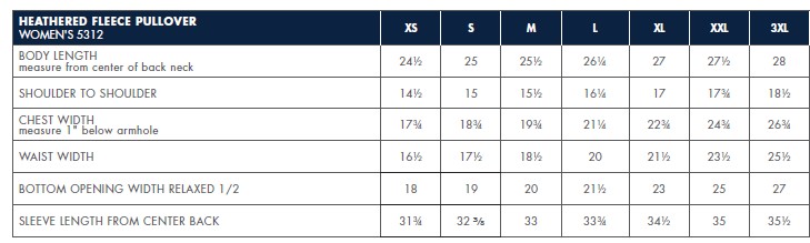 Sizing Chart